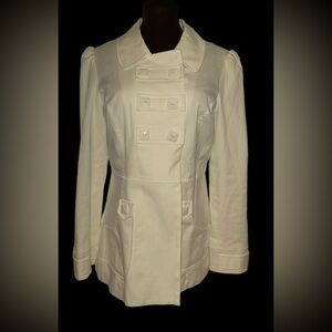 SANDRO Sportswear Women's White Double Breasted Blazer Button Snap Jacket Coat